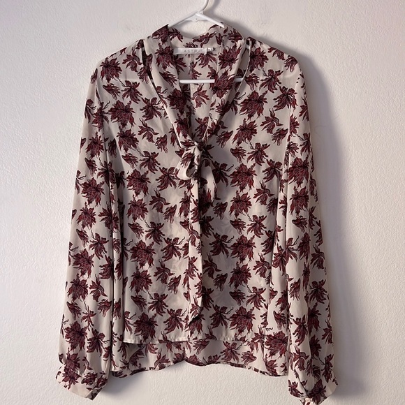 Astr Floral Blouse in Cream and Burgundy - Picture 1 of 5